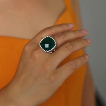 2019 Nye Luksus AAA Cubic Zirconia Geometriske stor Kvadratisk Form grønne 19mm Sten Ringe til Kvinder mode bryllup Gave Ring Smykker 3