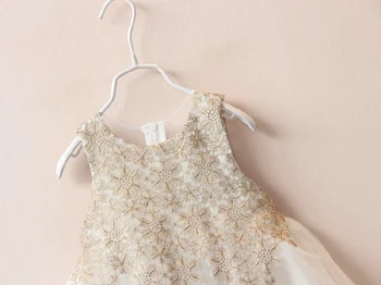 2019 nye sommer fashion børn dress golden flower piger blonde kjole baby prinsesse kjole børn cocktail kjole 4