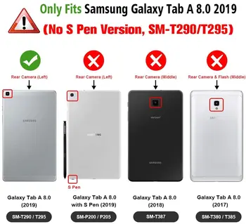 2020 Coque til Samsung Galaxy Tab ET 8,0 2019 SM-T290 T295 T297 Tilfælde 360 Rotation Smart PU taske til Samsung Tab 8.0 T290 Dække