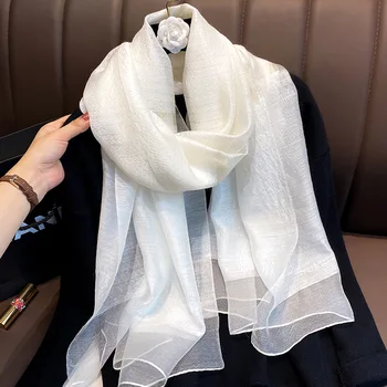 2020 Designer Brand, Kvinder Tørklæde af Silke Tørklæder til Lady Pashmina Sort Hvid Rød Foulard Tørklæde Hijab Hals Tørklæder Sjaler Wraps 2