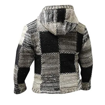 2020 Efterår og Vinter Mænd Patchwork Cardigan Sweater Mænd Casual Hooded Sweater Plus Størrelse 4XL Mænds Sweater 2