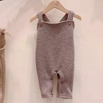 2020 Efteråret Nyfødte Baby Boy Tøj Baby Sparkedragt Uden Ærmer Solid-Jumpsuit Krydse Tilbage Overalls Stropper Casual Outfits 4