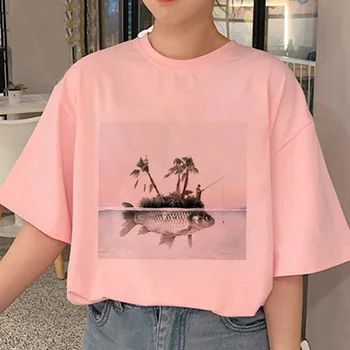 2020 er en Ny Mode Is Sneglen Print T-shirt til Kvinder Harajuku Sommeren Korte Ærmer Lyserød Toppe, T-Shirt Streetwear Afslappet Hyggelig Tshirt 1