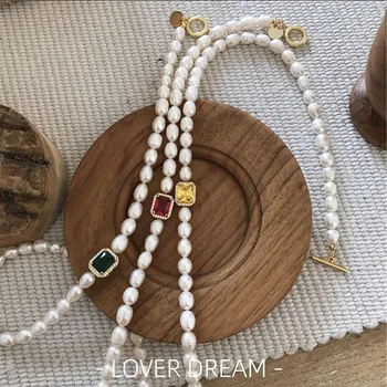 2020 Koreanske Vintage Naturlige Ferskvands Perle Choker Halskæde Farve Geometriske Armbånd Barok Perle Smykker Tilbehør Til Kvinder 2