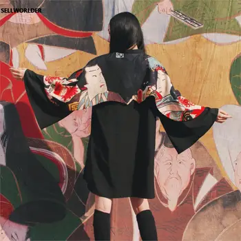 2020 Kvinde Japansk Kimono Style Ukiyoe Udødelige kærlighed Lange ærmer Kjole 3