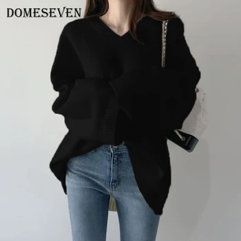 2020 Kvinder Cashmere Oversize Sweater Damer Solid Koreanske Top Med V Hals, Løs, Afslappet Pullovere Kvindelige Vinter Strikkede Sweater 0