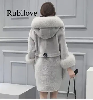 2020 kvinder vinterfrakke høj efterligning Faux fur frakke kvinder faux fur hooded Jakke mellemlang lang overfrakke S-5XL 9210