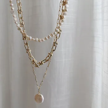 2020 Lyst til Fine Smykker til Kvinder-Pladsen 14k Guld Kæder Perle Vedhæng Uregelmæssige Naturlige Perler Halskæder til Kvinder bryllupsgave 2