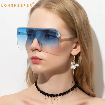 2020 Mode, store Solbriller Kvinder Mænd Vintage Fladskærms Øverste Kvadrat Sol Briller Kvindelige Blå Gradient Brillerne, Oculos de sol 4
