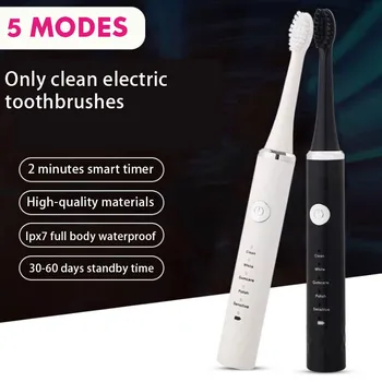 2020 ny fem-hastighed elektrisk tandbørste USB-opladning, sonic vibrationer blød pels voksne børn vandtæt smart tandbørste 2