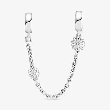 2020 Ny Real S925 Sterling Sølv Daisy Blomst Kæde Charms Passer Oprindelige armbånd Armbånd Til Kvinder DIY Smykker at Gøre 1