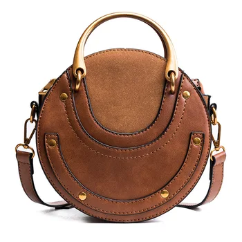 2020 Ny runde slibende PU læder taske retro håndtaske lille rund Dame Taske, skuldertaske Mini Taske Fashionable mobile tegnebog 0