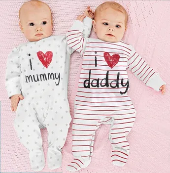 2020 ny stil Baby Rompers dreng & pige Bomuld med Lange Ærmer Nyfødte tøj Brev, som jeg Elsker mor & Far buksedragt Baby tøj 29086