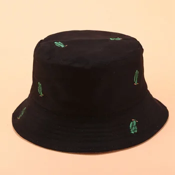 2020 nye kaktus broderi dobbelt-sidet fiskeren hat mænd og kvinder udendørs solskærm travel leisure caps spand hatte 0