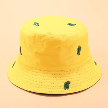 2020 nye kaktus broderi dobbelt-sidet fiskeren hat mænd og kvinder udendørs solskærm travel leisure caps spand hatte 1