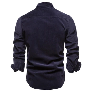 2020 single-breasted ren bomuld mænds shirt business casual fashion solid farve mænds shirt 1