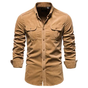 2020 single-breasted ren bomuld mænds shirt business casual fashion solid farve mænds shirt 4