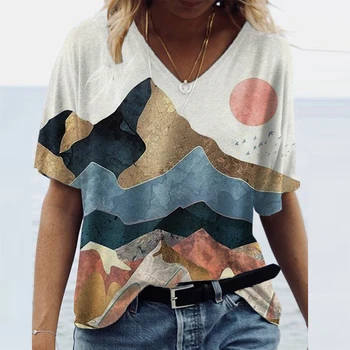 2020 Sommer, Efterår Mode Kvinder T-Shirt Harajuku Løs V Neck Tops Pullover Kvindelige Korte Ærmer Afslappet Oversize Tee Streetwear 3
