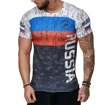 2020 Sommeren russiske Flag Mænds Casual Fashion T-shirt med Rund Hals Cool Og Let Slim Fit Muscle Man T-shirt til Fitness 0