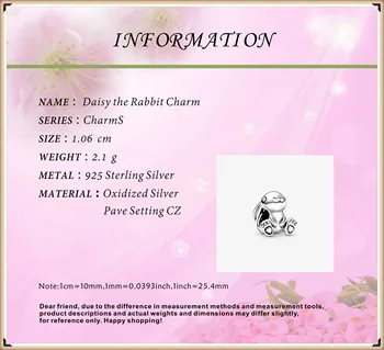 2020 Spring Nye 925 Sterling Sølv Perler Daisy Kanin Charms passer Oprindelige Pandora Armbånd Kvinder DIY Mode Smykker 4