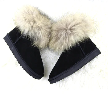 2020NEW stil Kvinder sne støvler varm vinter sko sko Ægte ræv pels ægte læder støvler Australia Støvler 2