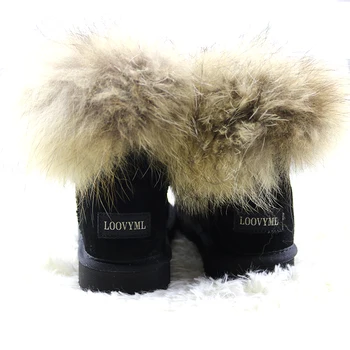2020NEW stil Kvinder sne støvler varm vinter sko sko Ægte ræv pels ægte læder støvler Australia Støvler 5