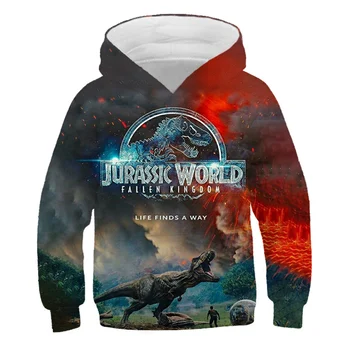 2021 Mode 3D Printet Dreng Pige Anime Hættetrøjer Jurassic Park Børn Casual Pullover Cool Toppe Kids Jacket Sweatshirts 2