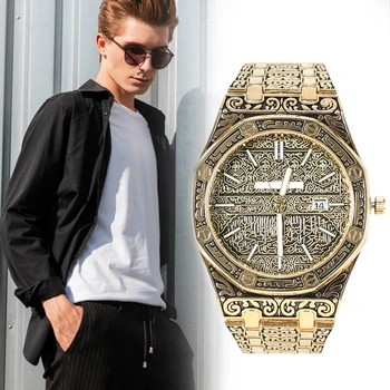 2021 Nye mode, Vintage Skåret Se Luksus-Islamiske armbåndsur til Mænd Business LXH 5
