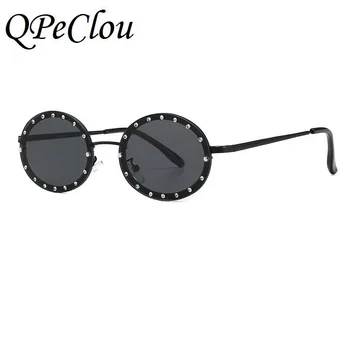 2021 Nye Vintage Metal Punk Solbriller Kvinder Mode Luksus Diamant Små Ovale solbriller Kvindelige Nuancer Oculos Feminino UV400 1