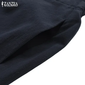 2021 ZANZEA Kvinders Bred Ben Bukser, Casual Vintage Linned Bukser Elastisk Høj Talje Kvinde Pantalon Plus Size Pantalones Majroe 5