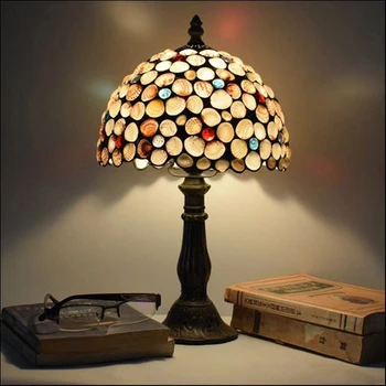 20cm Tiffany bordlampe Shell Håndlavet Dekorativ Lampe AC85-265V Sengen Dæmpning bordlamper 15093