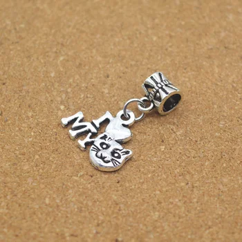 20pcs Kat charme Tibetansk sølv-Perle-Charme kæmpe hul vedhæng passe Europæiske smykker armbånd DIY vedhæng PY474 1