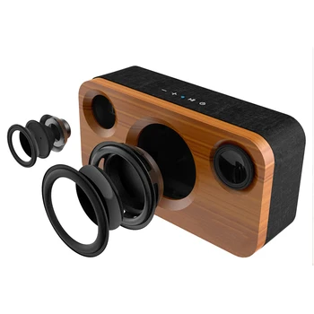 25W Bluetooth-Højttalere，Dual-Driver Trådløse Bluetooth Hjem Bambus Træ Stereo Højttaler,Lang Til Echo Prik, 5