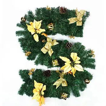 270x28cm PVC Kunstige Krans af Løv Grønne Blade Kunstige Vinstokke til Julepynt (Grøn)
