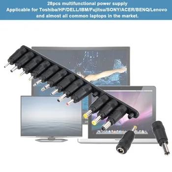 28PCS Multifunktionelle Bærbare Laptop Strømforsyning Oplader Adapter-Stik DC-5.5 x 2.1 mm kvindelige Universal Sort Stik 3