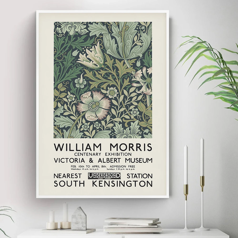 William Morris Udstilling Plakat Print Blomst Mønster Lærred Maleri Moderne Abstrakte Væg Billeder til stuen Home Decor 1
