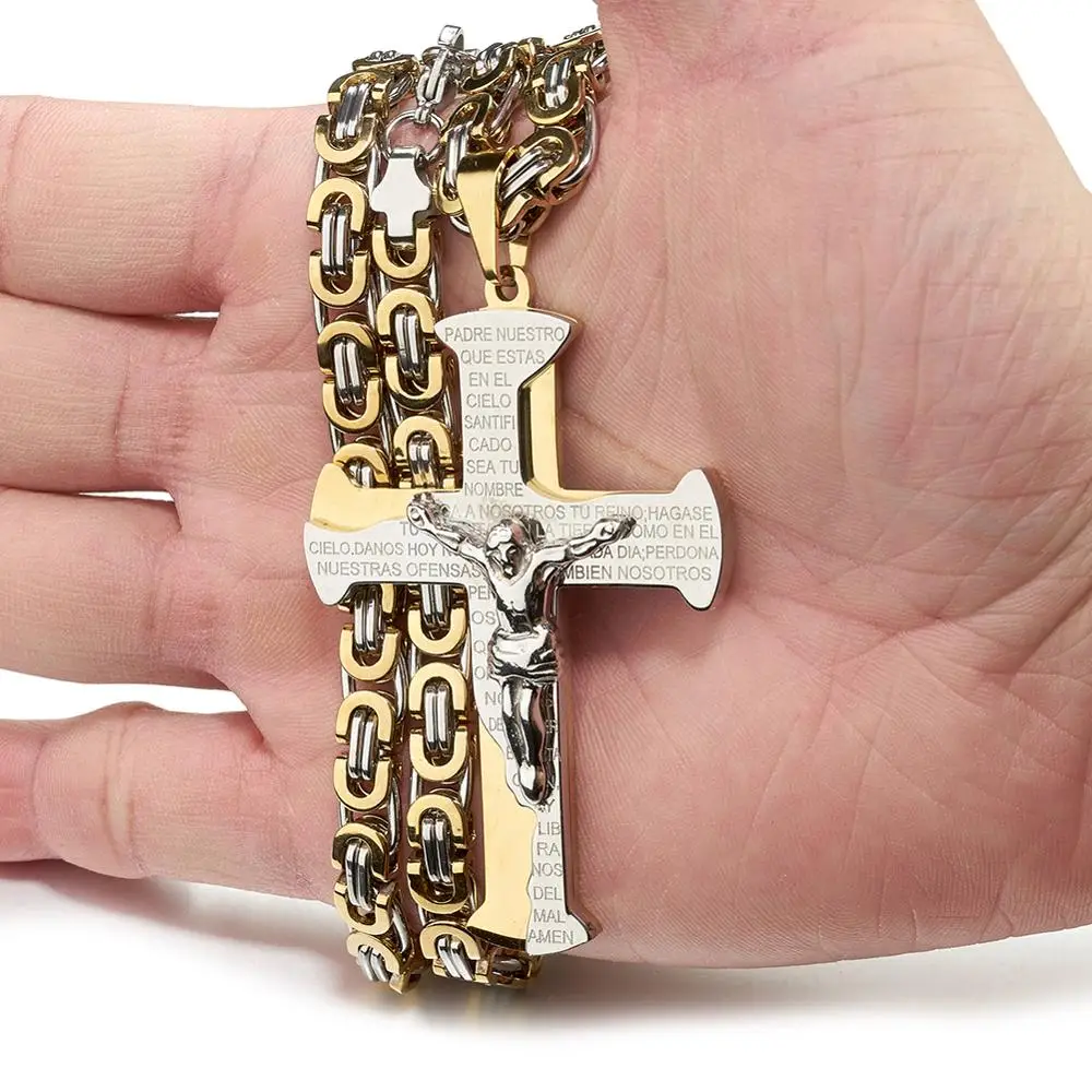 Vintage-Halskæde Halskæde I Rustfrit Stål Byzantinske Kæde Nyt Design Jesu Kors Vedhæng Choker Mænd Kvinder Halskæde 1