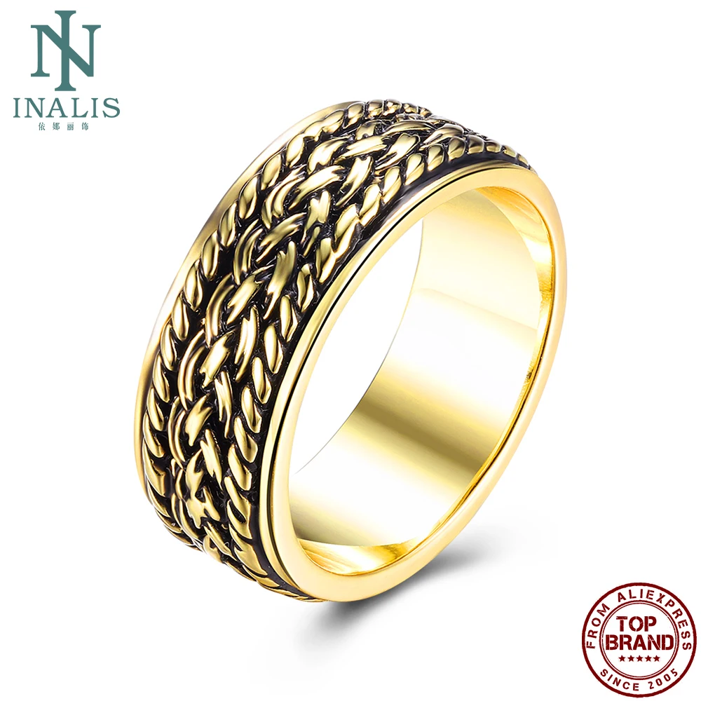 INALIS Weave Mønster Bredde Ringe Til Kvinder Luksuriøse Ring Efterligning Forgyldt Jubilæum Kvindelige Mode Smykker Nye Ankomst 1