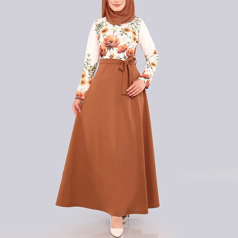 OTEN 2020 Abayas Muslimske Kjole Til Kvinder Afslappet og Elegant Patchwork Print Mænds Kimono Islamiske Kvindelige Robe Plus Size Kjoler Lange 1