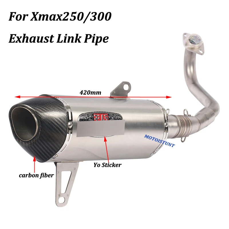 For Yamaha Xmax250 Xmax300 Fuld udstødning System Motorcykel Undslippe Opdateret Med rustfri stål Front Mid Link Rør Slip på 1