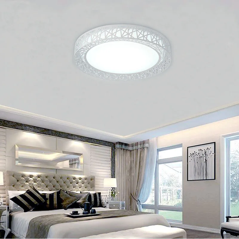 Moderne LED-loftsbelysning til Soveværelse, stue Strygejern lampen Hjem dekorative Sort/Hvide, Runde Fugle Reden Loft Lampe 1