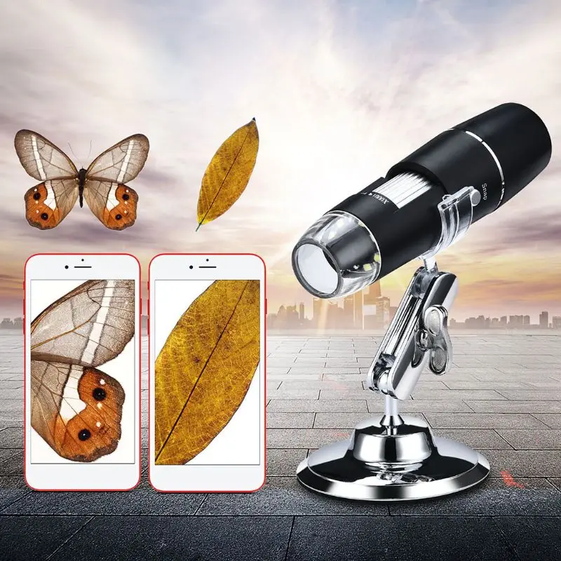 WiFi 1000X Digitalt Mikroskop med 8 LED Lys Forstørrelsesglas Video Kamera Til iPhone iOS/Android 37MB 1