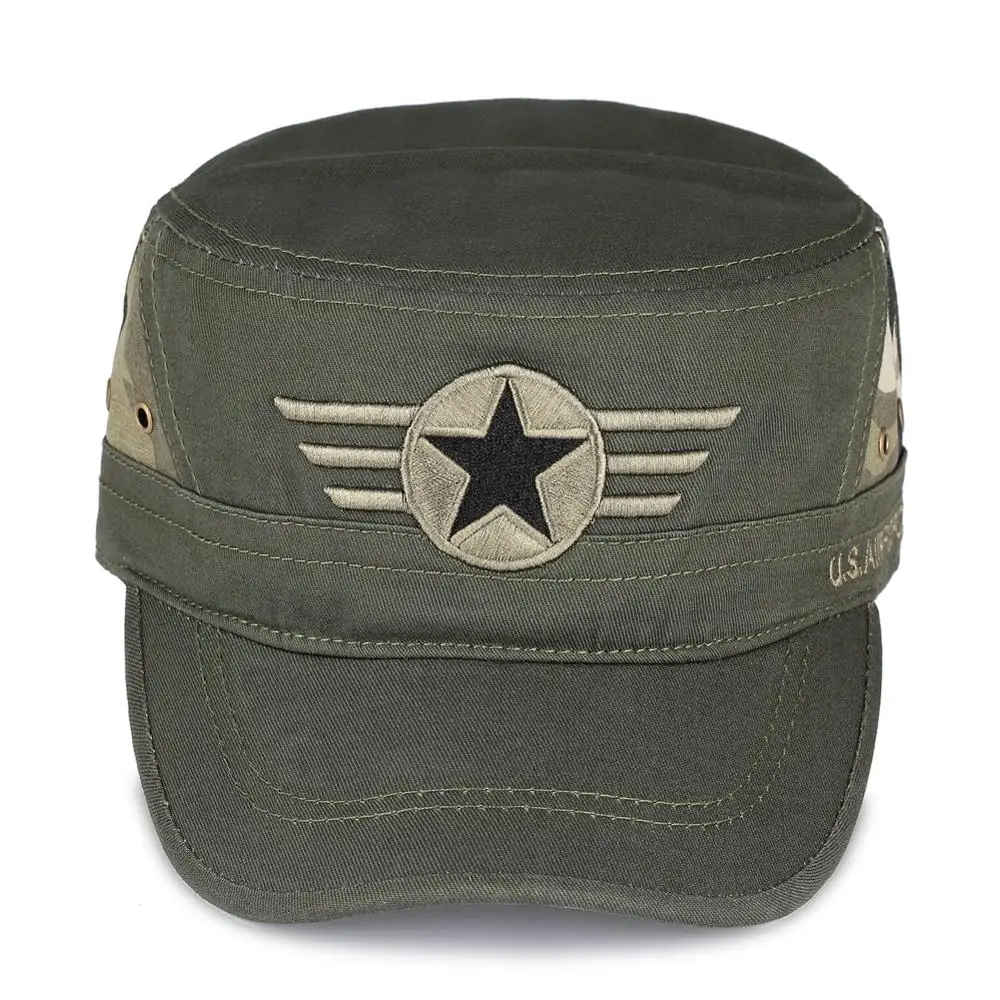 Mænd Kepi Militære Hat Flad Top Caps Sommeren Army Cap Buede Visir OS Twill-Vasket Bomuld Casquette Rem Mandlige Tapre Bomuld Hat 1