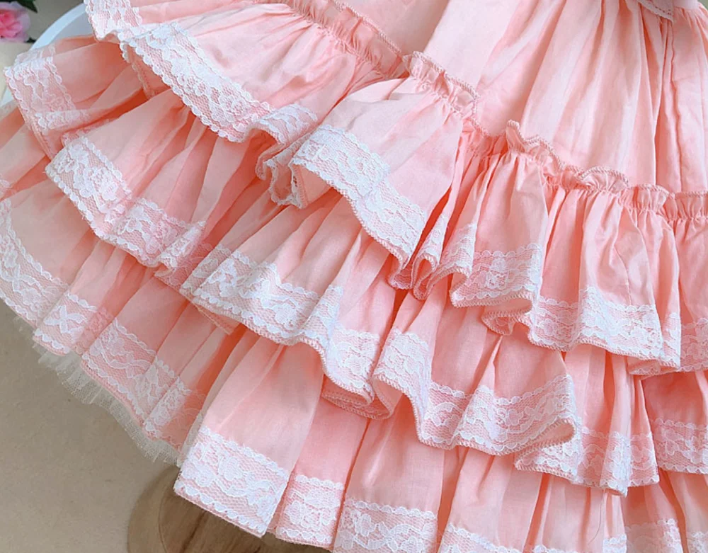 Baby Pige Sommer pink Vintage spanske Lolita Princess Ball Gow kids Fødselsdag Påske Fest Kjole 1