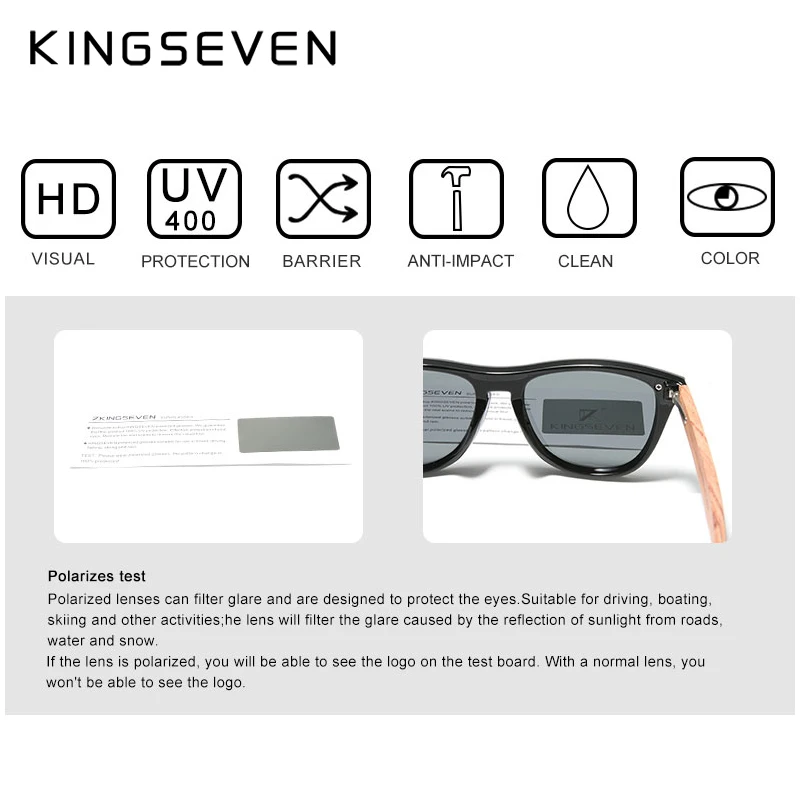 KINGSEVEN Patenteret Design, Bubinga Træ Vintage Solbriller Integreret Polariseret Mænds Naturlige Træ-Brillerne Tilbehør N5510 1