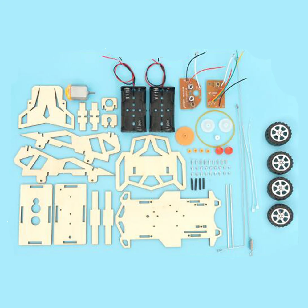 DIY RC Bil Legetøj Træ Videnskabeligt Eksperiment, der Stammer Model Kits Assembly Building Køretøj Legetøj til Børn Drevet Pædagogiske Gave 1