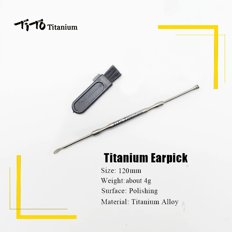 TiTo titan dobbelt-ende øre rengøring af værktøj titanium grave ørevoks ske fin polering.Aldrig rust, ingen korrosion 120mm 1