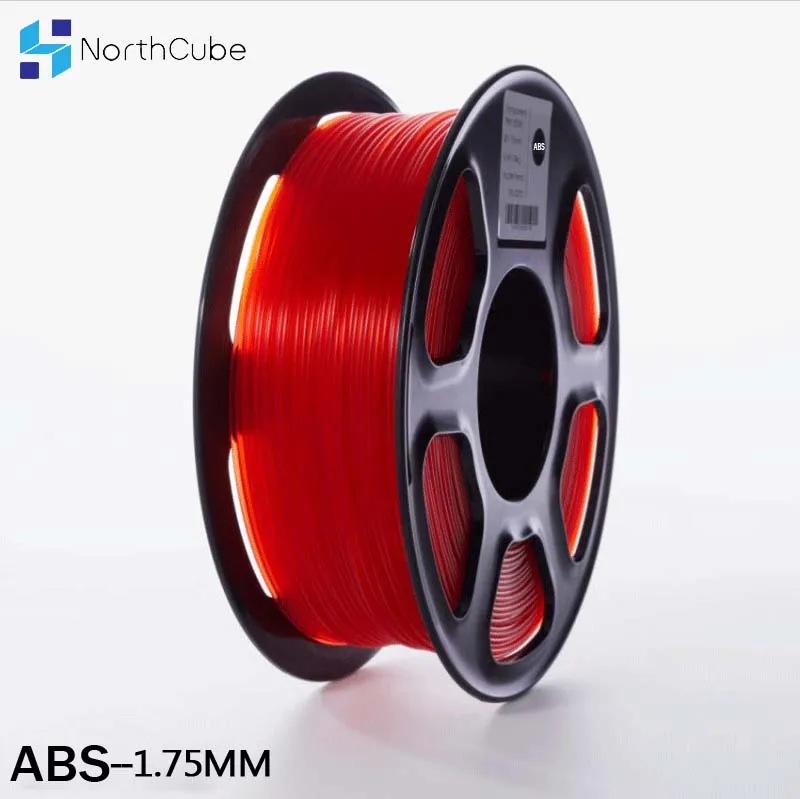 NORTHCUBE 3D-Printer Filament 1.75 mm ABS Filament 1kg Udskrivning Materialer 3D Plastik Udskrivning af Endeløse transparent rød 1