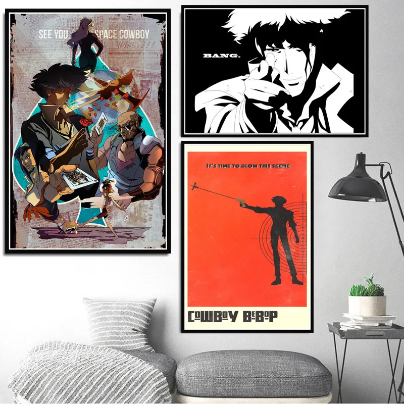 Cowboy Bebop Klassisk Japansk Anime Comic Plakat Og Print Væg Kunst, Lærred Maleri På Væggen Billeder Til Stuen Home Decor 1