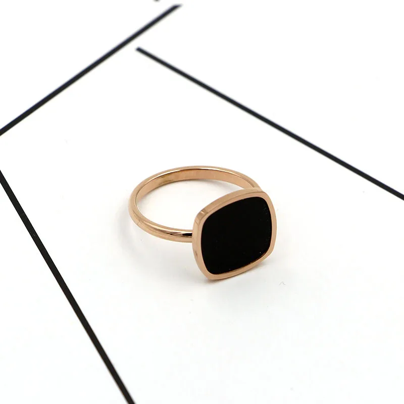 Rustfrit stål ringe til kvinder aneis feminino, geometriske firkantede sorte ring mode smykker acero inoxidable joyeria anillos 1